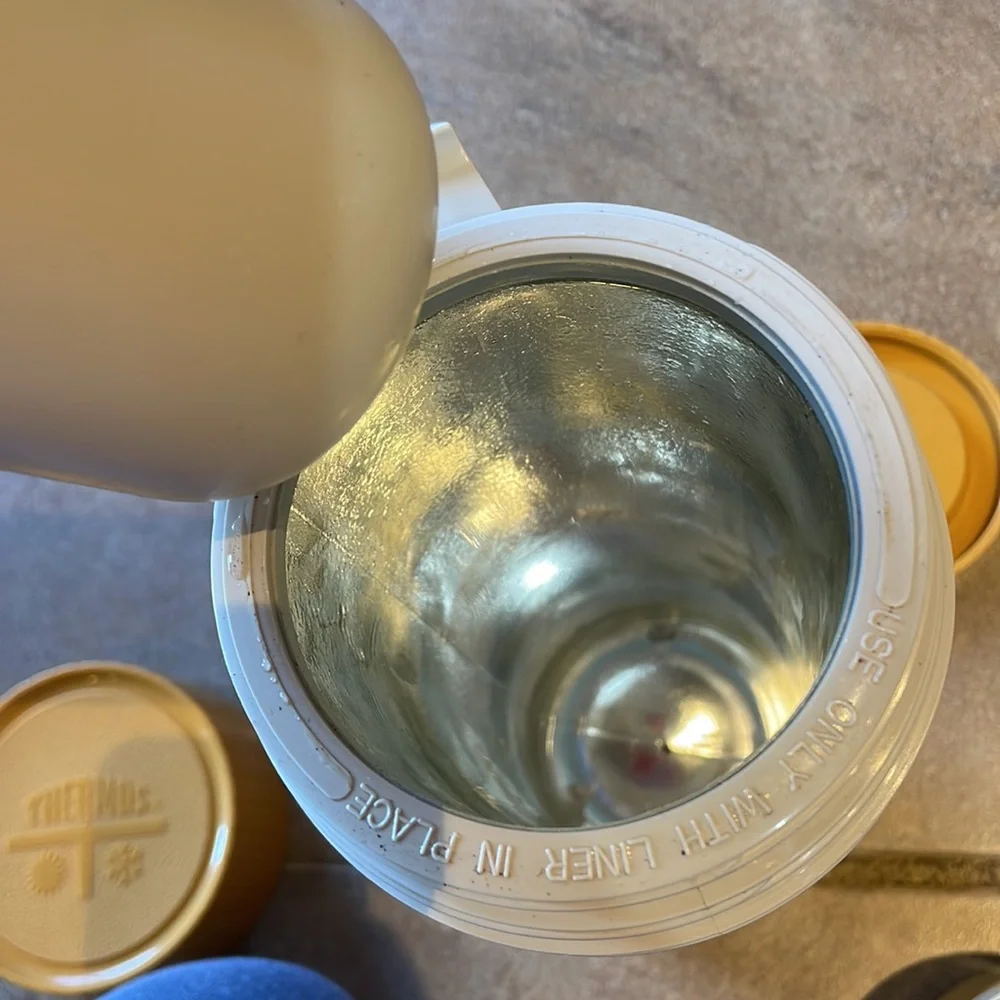Vintage 90s butter yellow Thermos Set